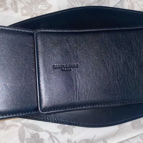 Black leather Saint Laurent Onyx Bijoux belt